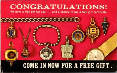Weisser Jewelry Advertising Postcard Peoria IL Free Gift Charm Watch Promo