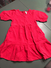 Cat Jack Girls L 10/12 Pink Fit Flare Knit Cotton V-Neck Dress