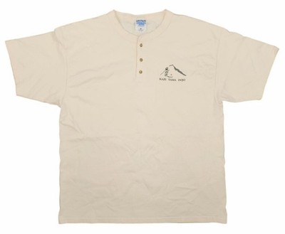 Vintage Kaze Yama Dojo Cream 3 Button T-Shirt Tee XL 100% Cotton Martial Arts