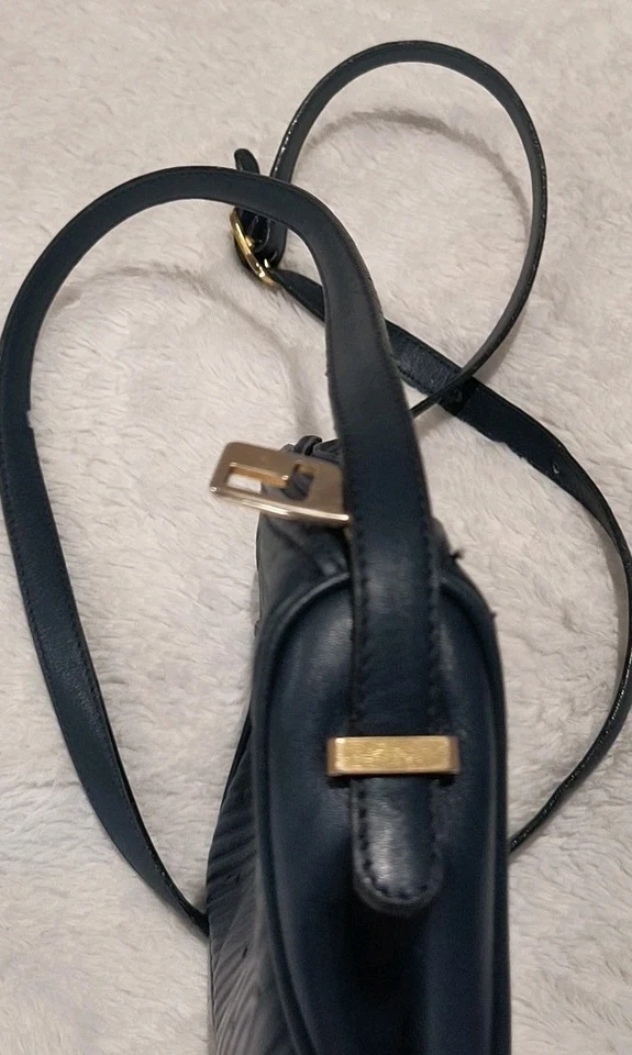 Bolso Bandolera Cámara Vintage Lancel Paris Azul Marino Rayas Cuero Hecho en... Foto 3 de 4