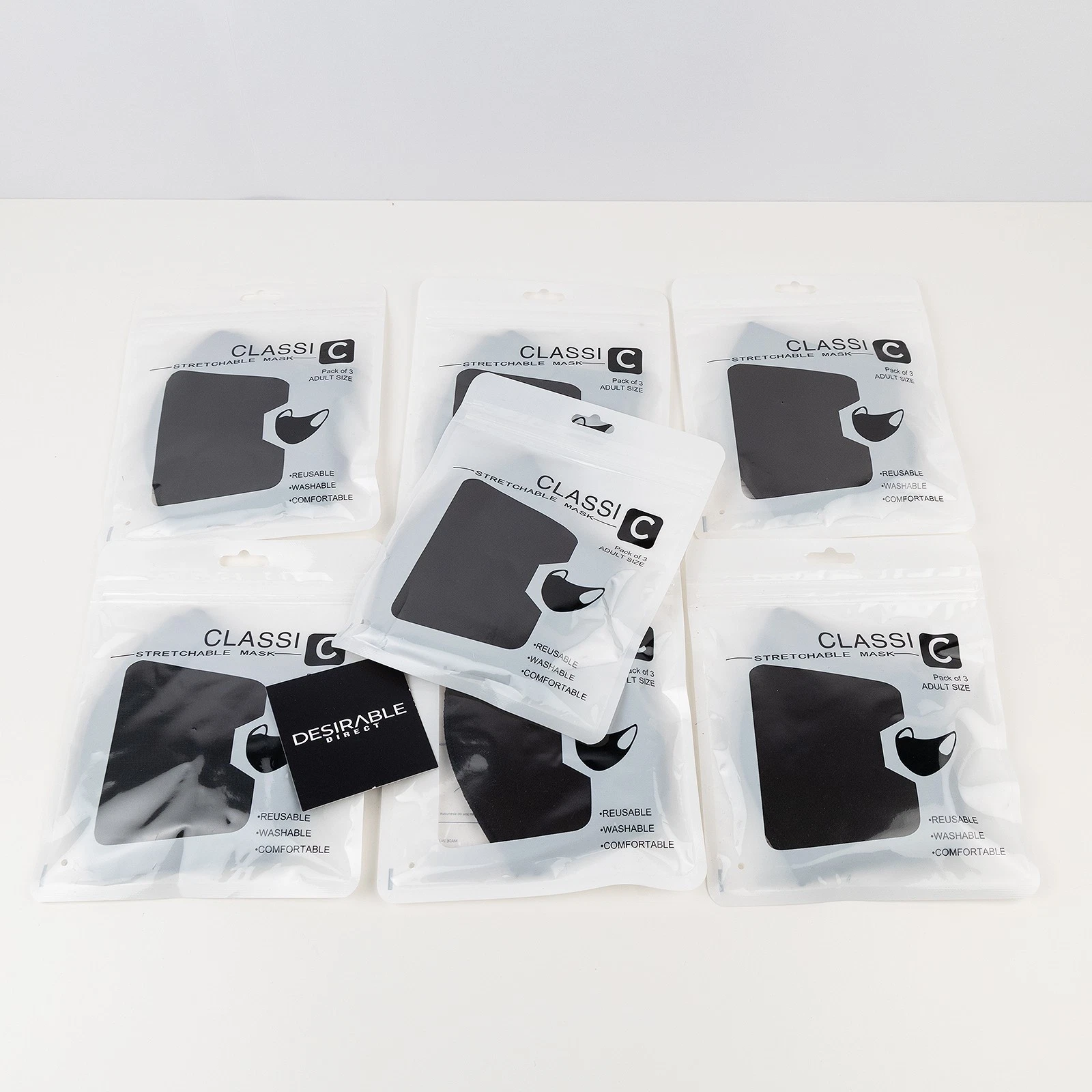 21x Black Reusable Stretchable Face Masks Adult Size Washable