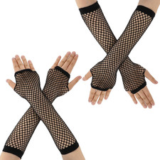 2 Pairs Fingerless Mesh Gloves Fishnet Gloves Long Neon Fingerless Fishnet Glove