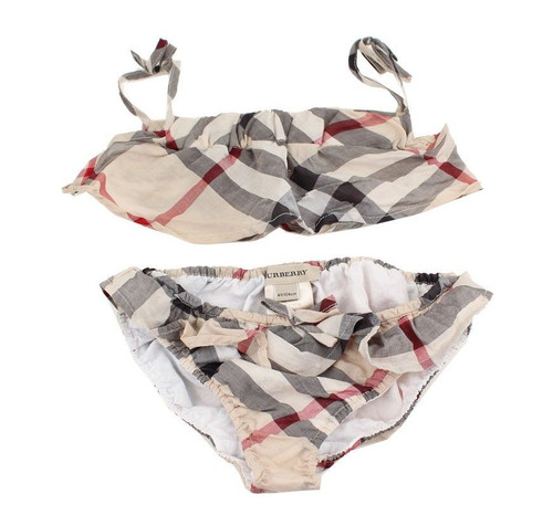 Burberry Kinder Beige Kariert Rüschen Bikini Badeanzug 4Y 26810523 - Bild 1 von 6