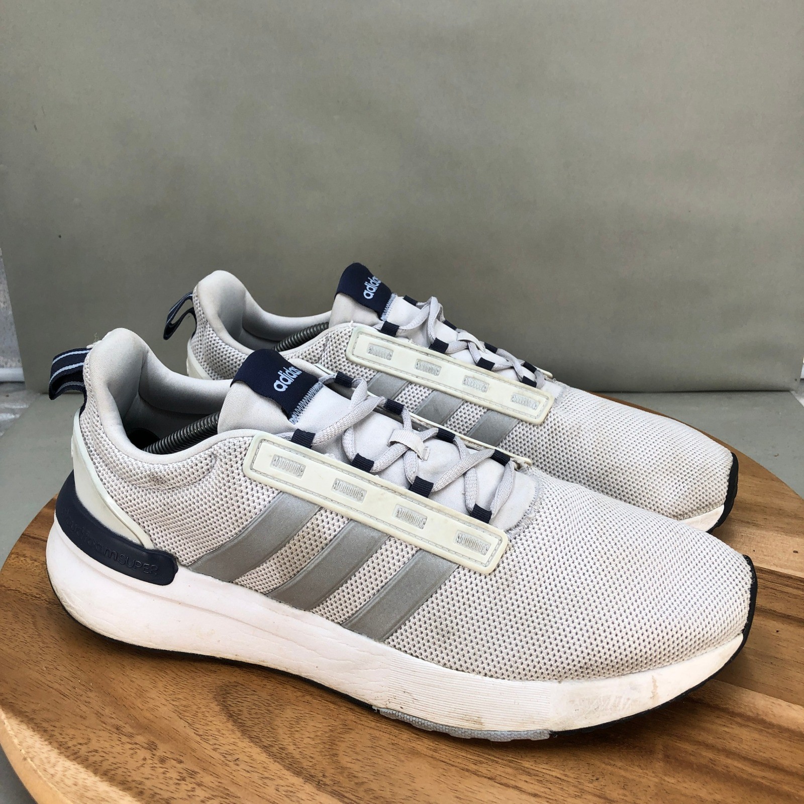 Adidas Racer TR23 Cloudfoam Running Shoes White Gray Blue Mens Size 13