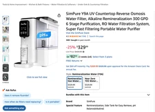 SimPure Y9A Countertop Reverse Osmosis Filter 300GPD 6-Stage System - Open Box