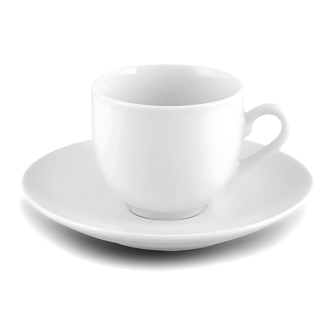 Set 6 Breakfast Cups Coupe with Saucer in Porcelain 37 cl