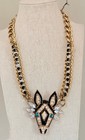 Betsey Johnson Zebra  Necklace Black Enamel Rhinestone Gold Tone Statement — photo 9