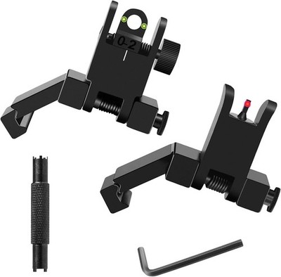 Fiber Optics 45 Degree Offset Flip Up Iron Sights Low Profile Rapid Transition 