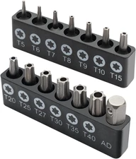 14-Piece Tamper Resistant Star Bits, Chrome Vanadium Steel, T5 - T40 Impact Grad