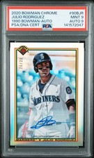 2020 BOWMAN CHROME 1990 BOWMAN AUTO #90BJR JULIO RODRIGUEZ 26/30 PSA 9 AUTO 9