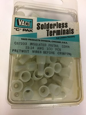 67203 VACO 22-14 AWG INSULATED PIGTAIL CONNECTOR 100 PCS NOS