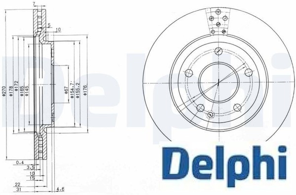 2X Bremsscheibe Delphi BG3709 2 Bremsscheiben Vorderachse Vorne-image