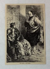 1885 magazine engraving ~ KING HENRY II AND THOMAS BECKET