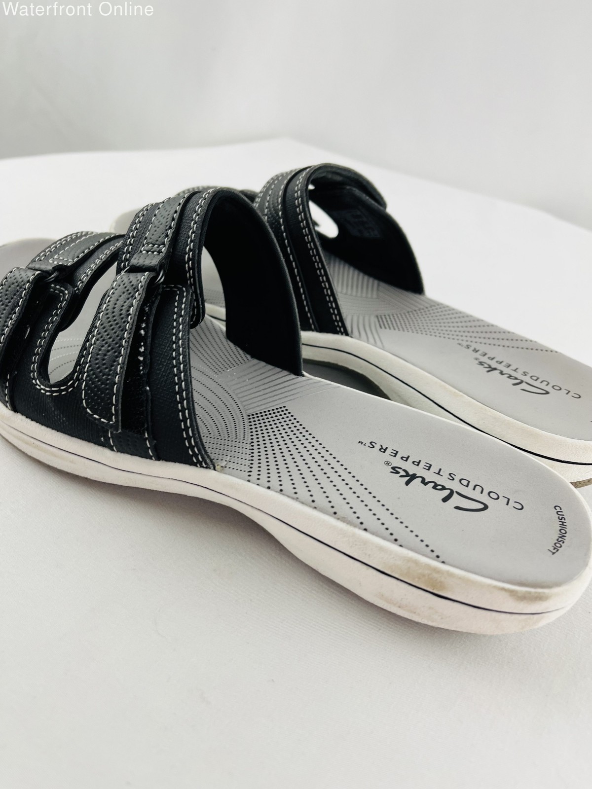 Clarks Cloud Steppers Black Solid Slip-On Sandal … - image 6