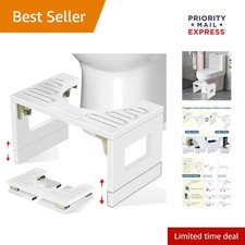 Adjustable Bamboo Toilet Stool 7in  9in - Foldable Poop Stool, 400 lbs Capacity