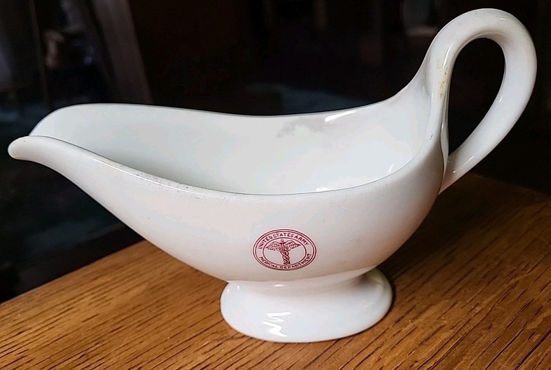 Vintage US Army Restaurant Service Gravy Boat Medical Department