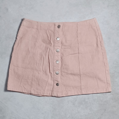 Cord Minirock Damen Größe 12 Rosa Pare Basic A-Linie Knopfleiste Indie Boho