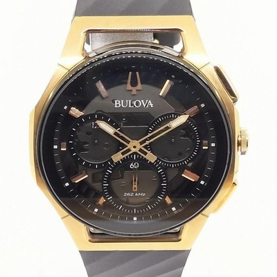 Bulova CURV 98A185 Chronograph Skelett Zifferblatt Uhr Gebraucht Box Japan