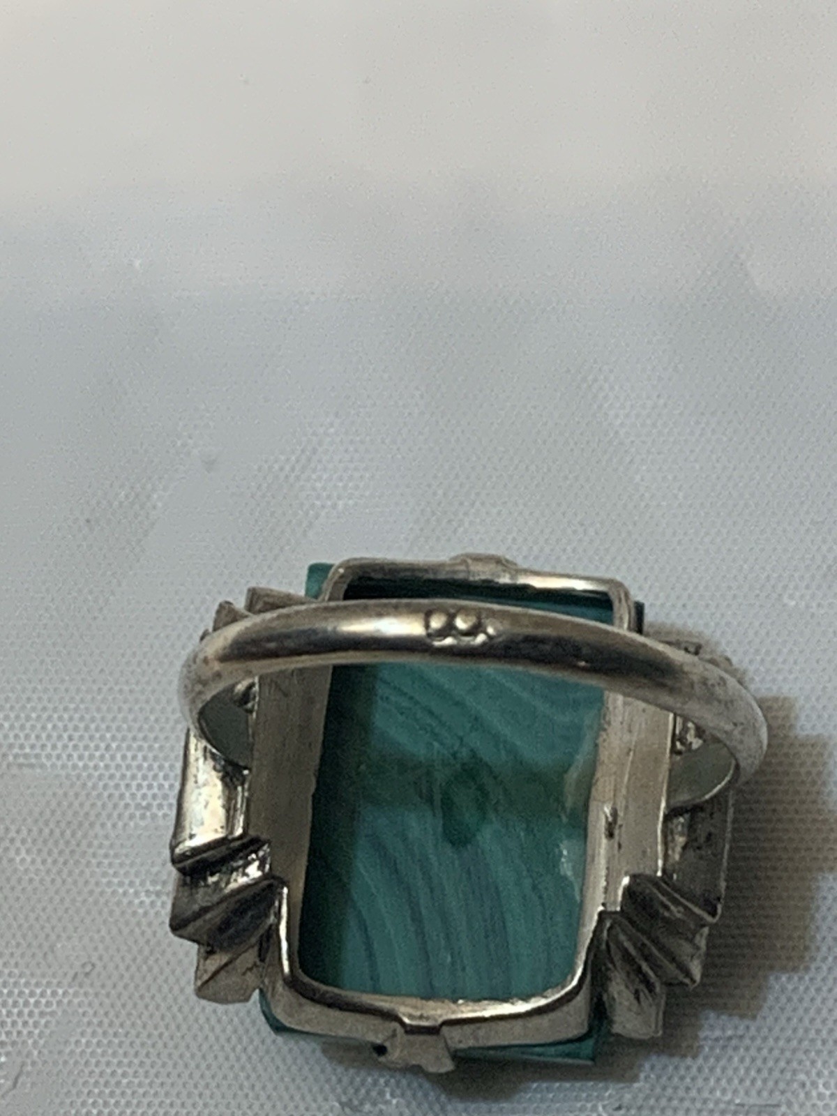 VINTAGE ART DECO STYLE RECTANGULAR MALACHITE RING… - image 10