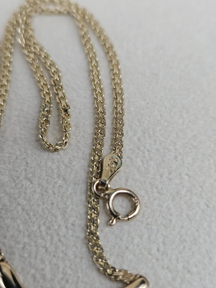 Collar colgante vintage de oro amarillo de 14 quilates con soporte de dije 5 piedras 16,5" 4 gramos Foto 4 de 4