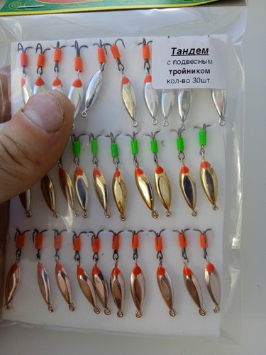 30 pcs vertical spoons for ice winter fishing ice bait triple hooks - 第 8/12 張圖片