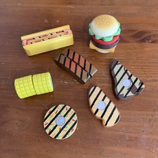Melissa  Doug BBQ Grill Hamburger Steak Ribs Corn Cob Hot Dog Wooden Play Food