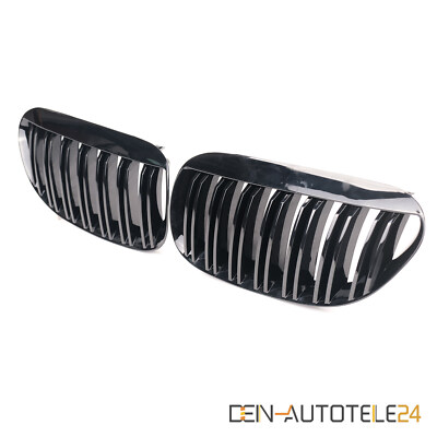 KÜHLERGRILL DOPPELSTEG NIEREN GRILL PASSEND FÜR BMW 6er E63 E64 GLÄZEND SCHWARZ