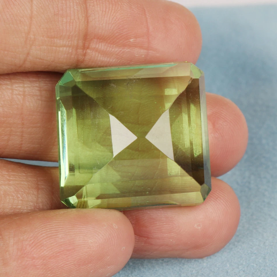 Large 100 CT Green Amethyst Square Cut Loose Gem for Office/Party Wear Jewelry - Image 3 of 4