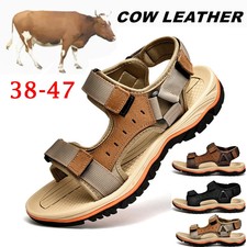 Men's Leather Sandals Beach Nonslip Summer Outdoor Sport Hiking Closed Toe Shoes