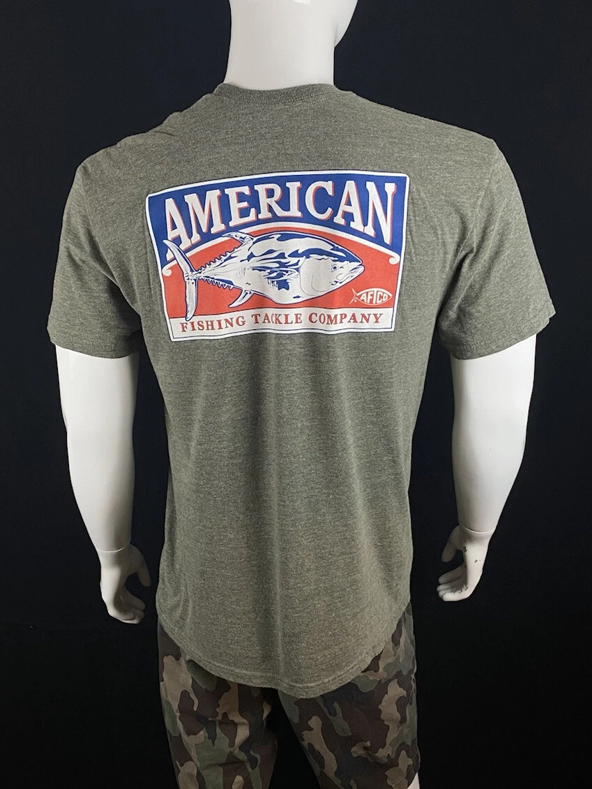 AFTCO American Fishing Tackle Company Gray 2 Sided T Shirt Men s