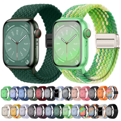 Magnetisches geflochtenes Nylon armband für Apple Watch Serie 11 10 9 8 7 6 5 Se