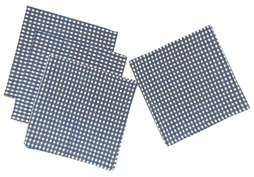 Blue and White Check Gingham Fabric Napkins, Set of 4 - 第 1/1 張圖片
