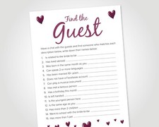10 x Hen Do Party Games Cards FIND THE GUEST | Bridal Shower Wedding Hen Weekend