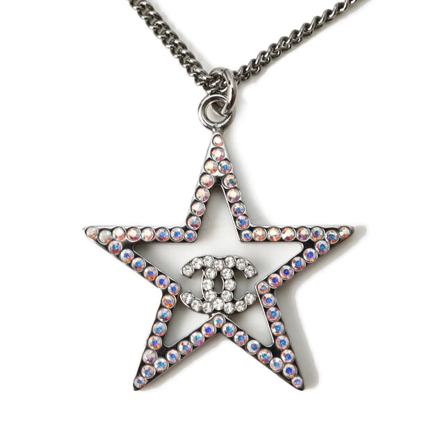 Chanel Necklace/Pendant Star Motif/Coco Mark/Cc Chrome Silver