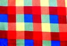 BTY RED YELLOW BLUE GREEN  ORANGE PLAID FLEECE MATERIAL 1 YD 60 X 36"
