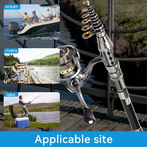 Carbon Fiber Telescopic Fishing Rod Pole Reel Combo Sea Saltwater Freshwater - 第 9/12 張圖片