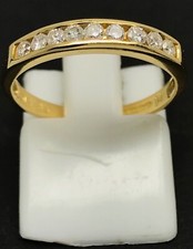 diamond half eternity ring, 18ct yellow gold channel set, uk size L (smallish). 