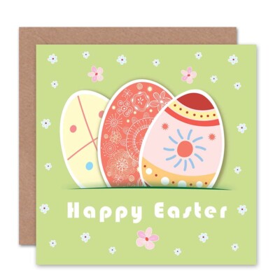 Frohe Ostern bemalte Eier leere Grußkarte mit Umschlag