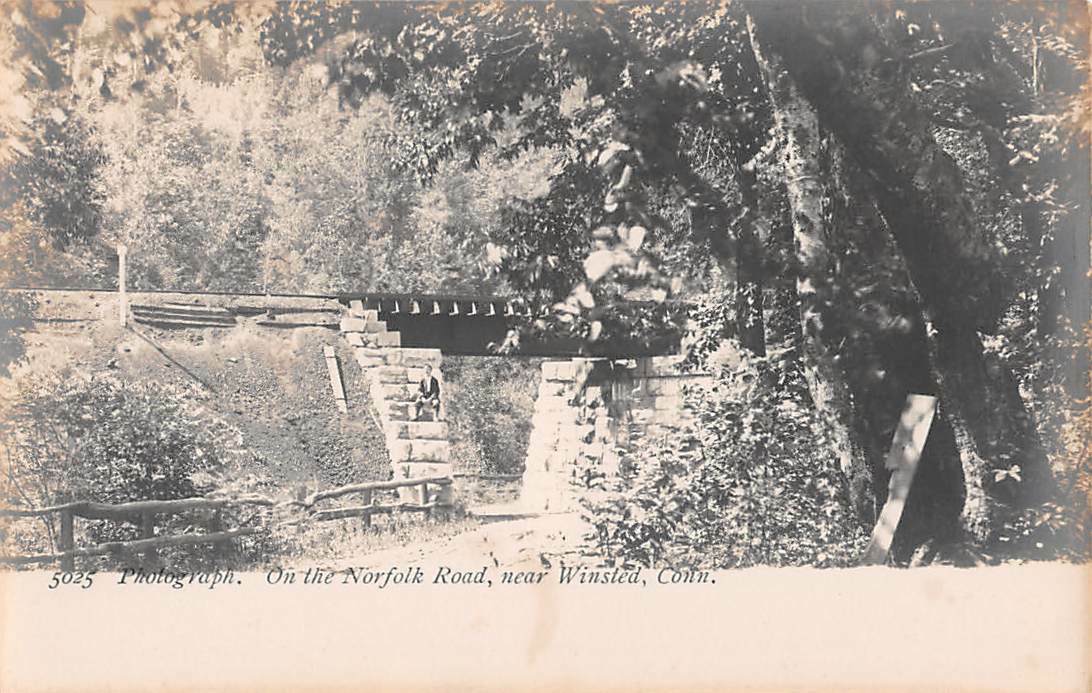 WINSTED, CT RAILROAD BRIDGE ON THE NORFOLK ROAD DEMARS REAL PHOTO PC