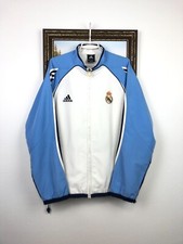 Vintage Adidas Real Madrid Football Jacket Soccer Track Top White Mens Size L