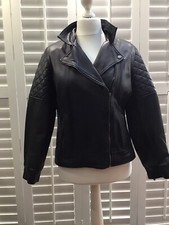 Ladies Leather Biker Jacket Size 16