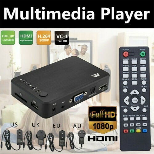Full 1080P HD Multi Media Player TV BOX 3 Outputs HDMI/VGA/AV USB & SD