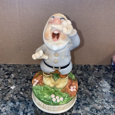 Vintage Disney Schmid  Dwarf sneezy Rotating Music Box