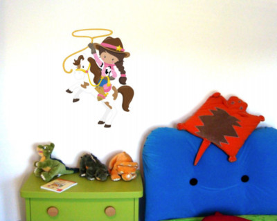 Samunshi Cowgirl Lasso Wandtattoo Wandaufkleber Kinderzimmer  4 Größen