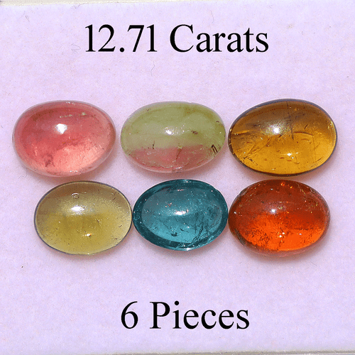 Lotto 6 Pezzi Pietre Preziose Cabochon Ovali Naturali Multi Tormalina Alta Qualità 8,5mm-10mm - Foto 6 di 15