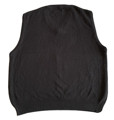 Ashworth Sleeveless Knit Sweater Vest Black Pullover Mens V Neck