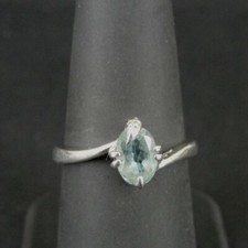 Ring Silver Blue Light Stone Band Sterling 925 Size 7 Band Ring