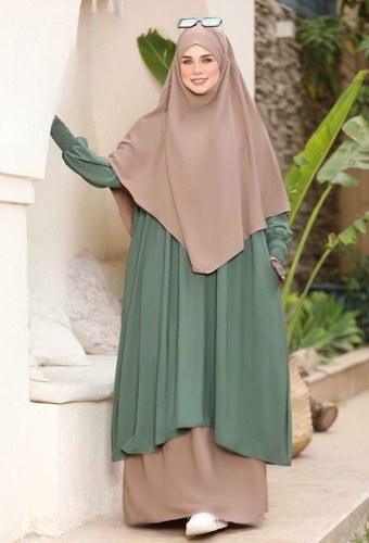 5 pcs long sleeve muslim women clothing with hijab and nekap 2025 style - Picture 16 of 30