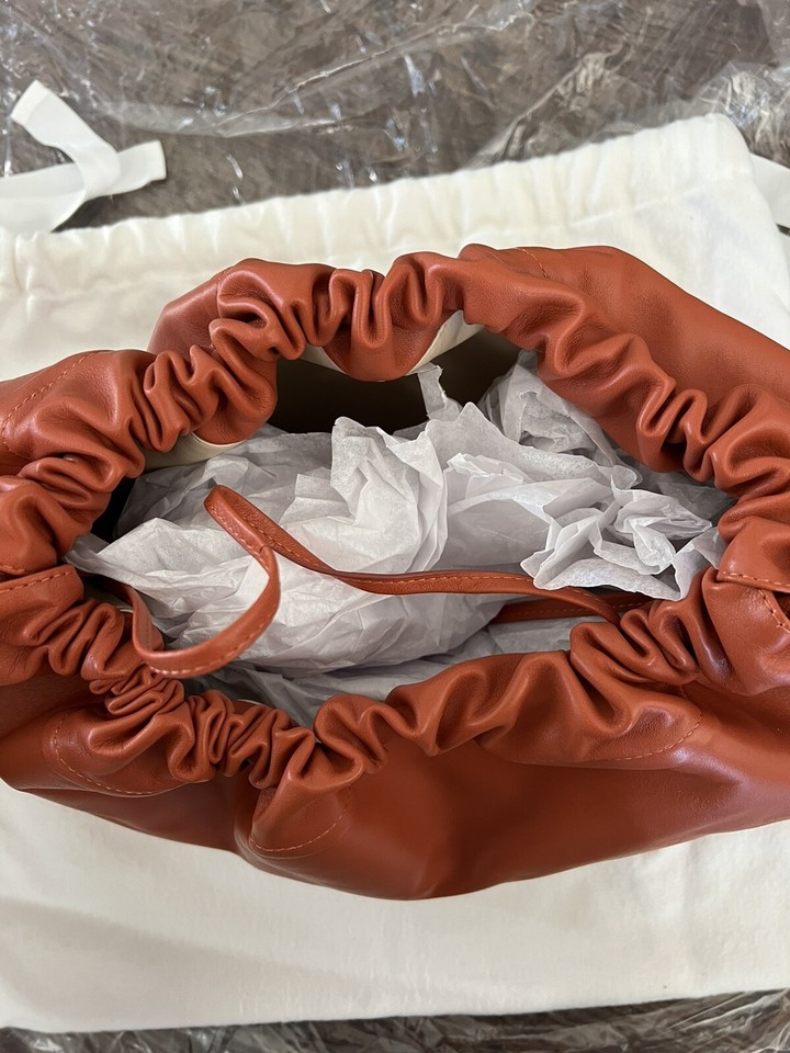 Soft! STUDIO AMELIA Maxi Ruched Lambskin Drawstring Clutch Bag ...