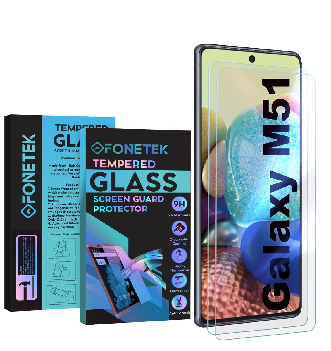 PACK For Samsung Galaxy M51 TEMPERED GLASS Clear Screen